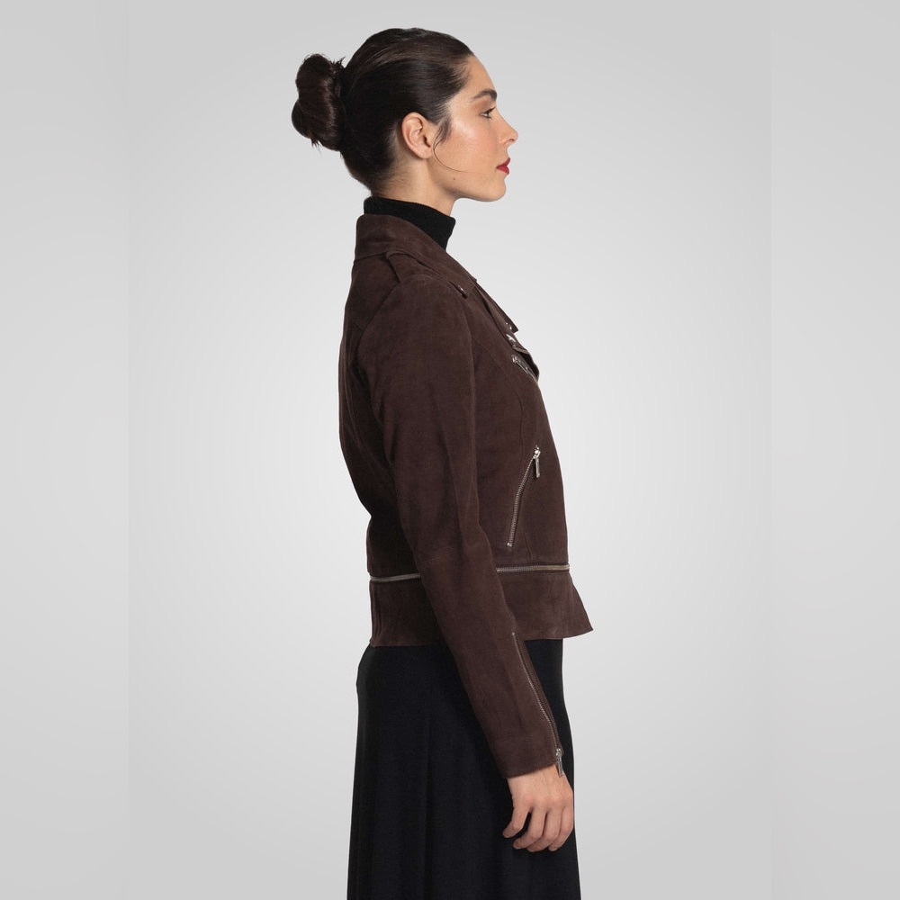 Chic Dark Brown Leather Jacket - image 4